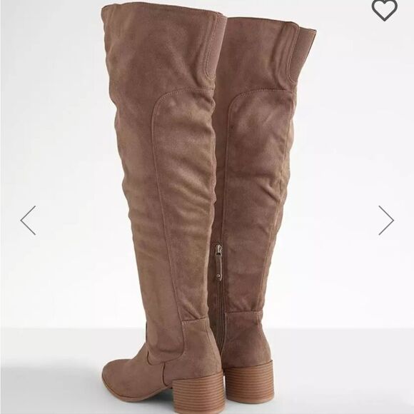 New Buckle Wild Diva tall boots size 5.5 brown elasticized suede - Picture 3 of 6